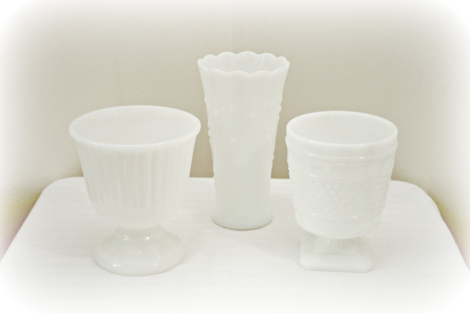 Milk Glass Vases Set of 3