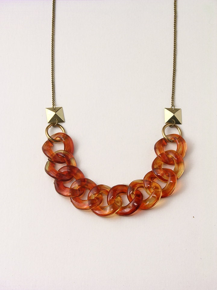 Pyramid stud and tortoise chain link necklace - the no. 028 -
