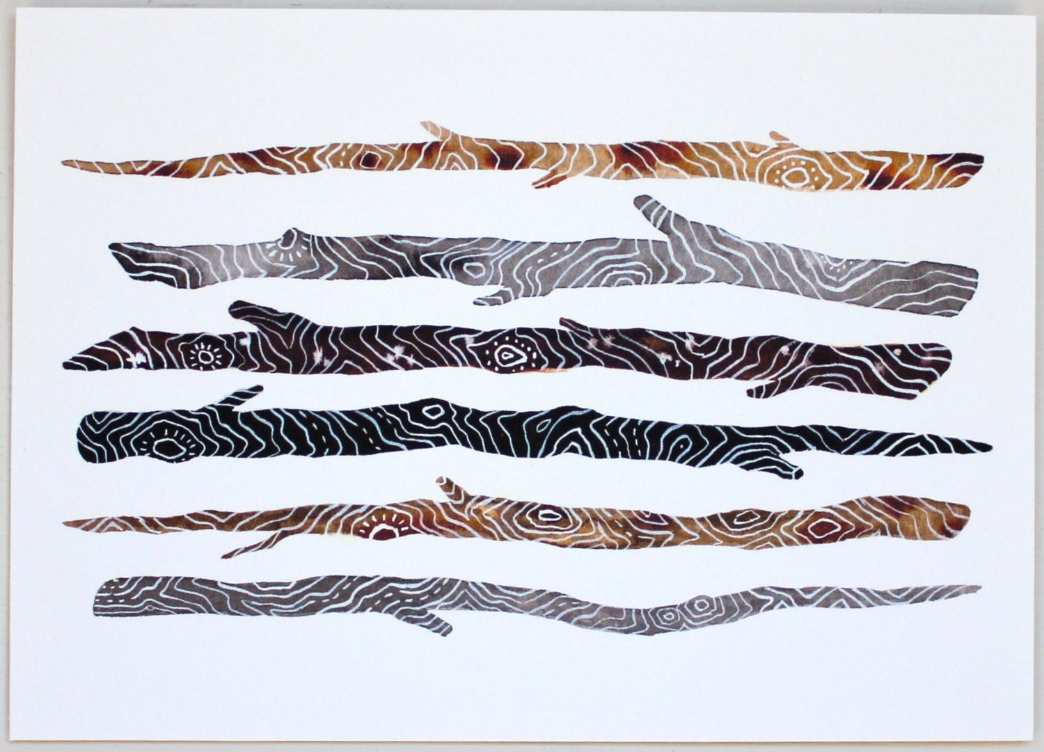 Stick Collection Archival Print - Watercolor Art - 8x10 Archival Print