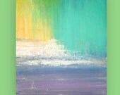 Pastel Original Acrylic Abstract Painting Titled: Waterlily 5 30x36x1.5" by Ora Birenbaum
