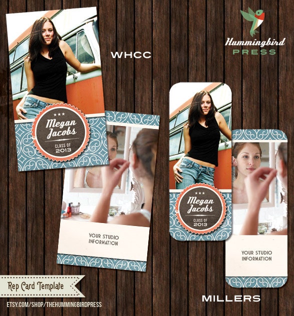 INSTANT Download - Psd Senior Rep Card Template - Millers and WHCC - R2