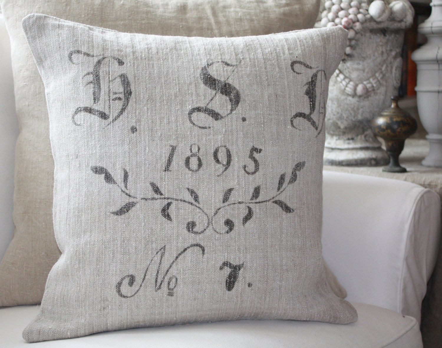 No 7. 1895 Antique Grain Sack Pillow Slip