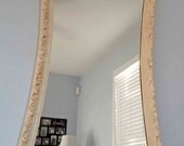 RESERVED - Vintage Ornate Ivory Wall Mirror - Brown antique Glaze - Hour Glass Shape - Shabby Chic distress