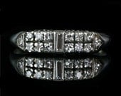 Vintage Platinum Diamond Engagement Ring / Art Deco Emerald Cut .33 1/3 Carats