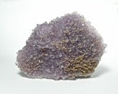 Lilac Amethyst Druzy Crystal Cluster Purple Phantom with Golden Calcite Druse La Sirena Mine