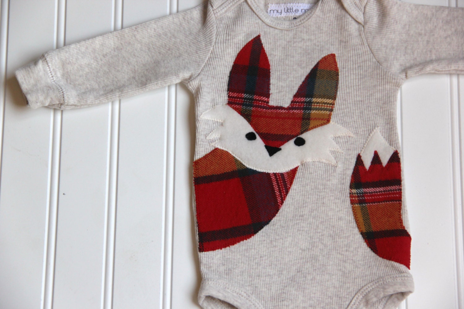 Fox Onesie, Plaid Onesie, Fox Baby Onesie, Fox Shirt, Fox Bodysuit