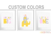 Nursery art prints elephant Dream big Little one Set of 3 CUSTOM COLORS