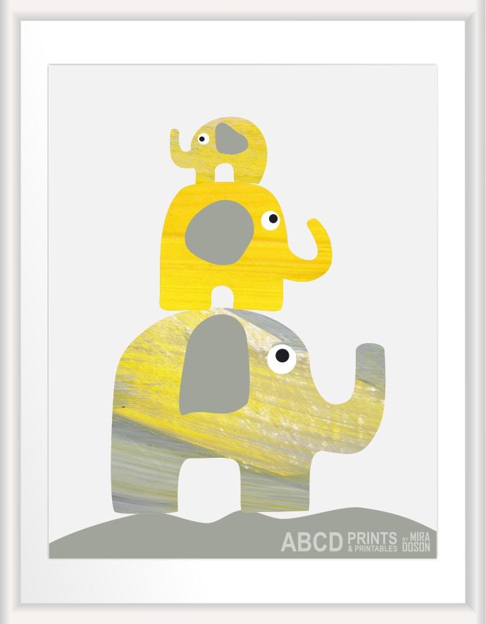 Nursery art print Elephants11x14
