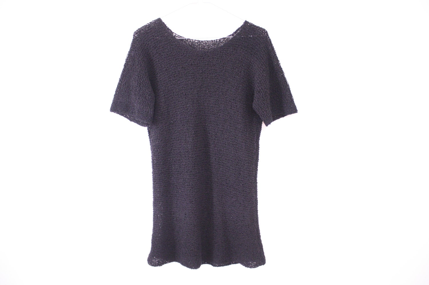 90s Minimal Mesh Knit Tee / Mini Dress