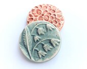 Light aqua Lily of the Valley Polymer Clay Pendant