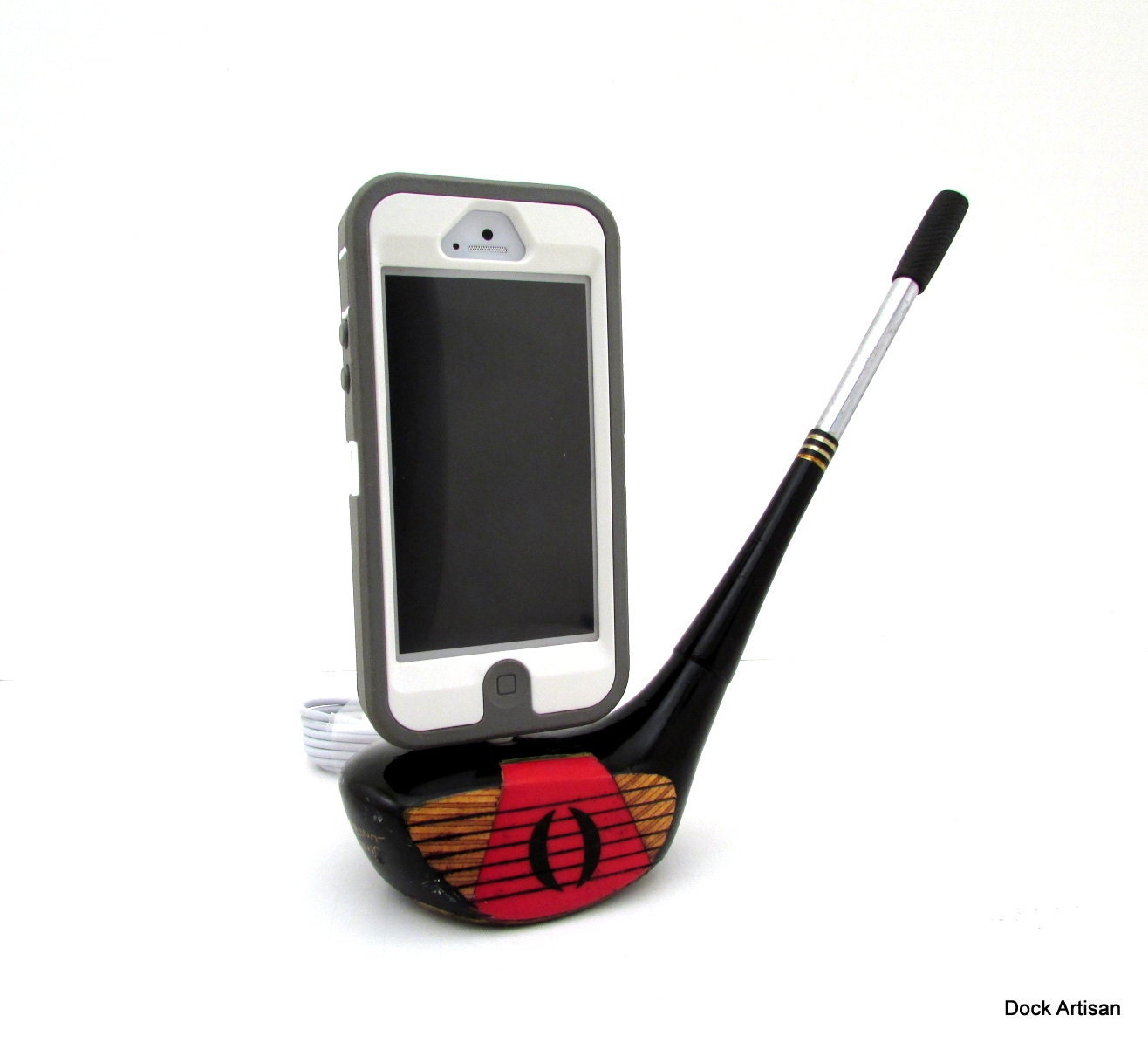 Vintage Wooden Golf Club iPhone 5 Dock for Otterbox Case