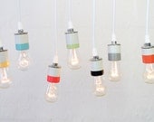 3 Hand-painted Porcelain Light Pendant(s) with Edison bulb