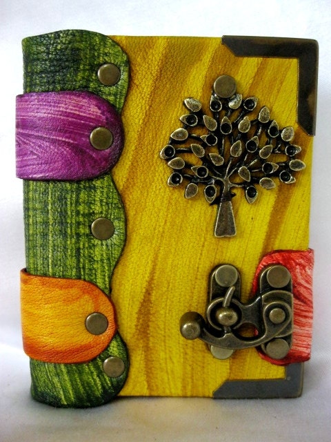 Tree Of Life Handmade pendant multicolour extra mini leather journal notebook sketchbook