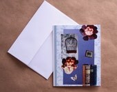 4 Cards - Note Card set - Hand designed Art Card Set - 4.25 x 5.5 Blank Cards with Envelopes - Vintage Inspired - Greeting card