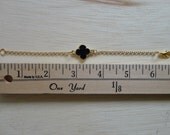 Black and Silver or Black and Gold Quatre Foil Bracelet - Flower - Clover