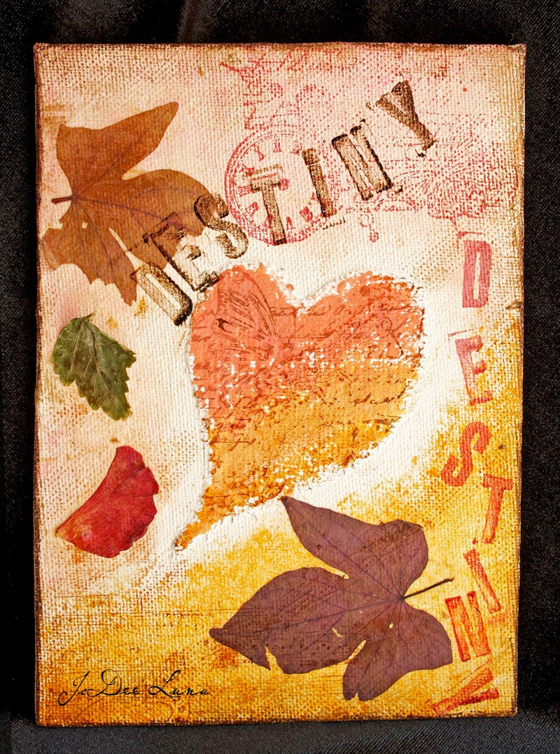 Destiny mixed media with pressed leaves