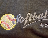 Softball Sweatshirt  Appliqué Embroidered Rhinestone Hoodie - Teen Adult sizes - Custom Colors and Teams