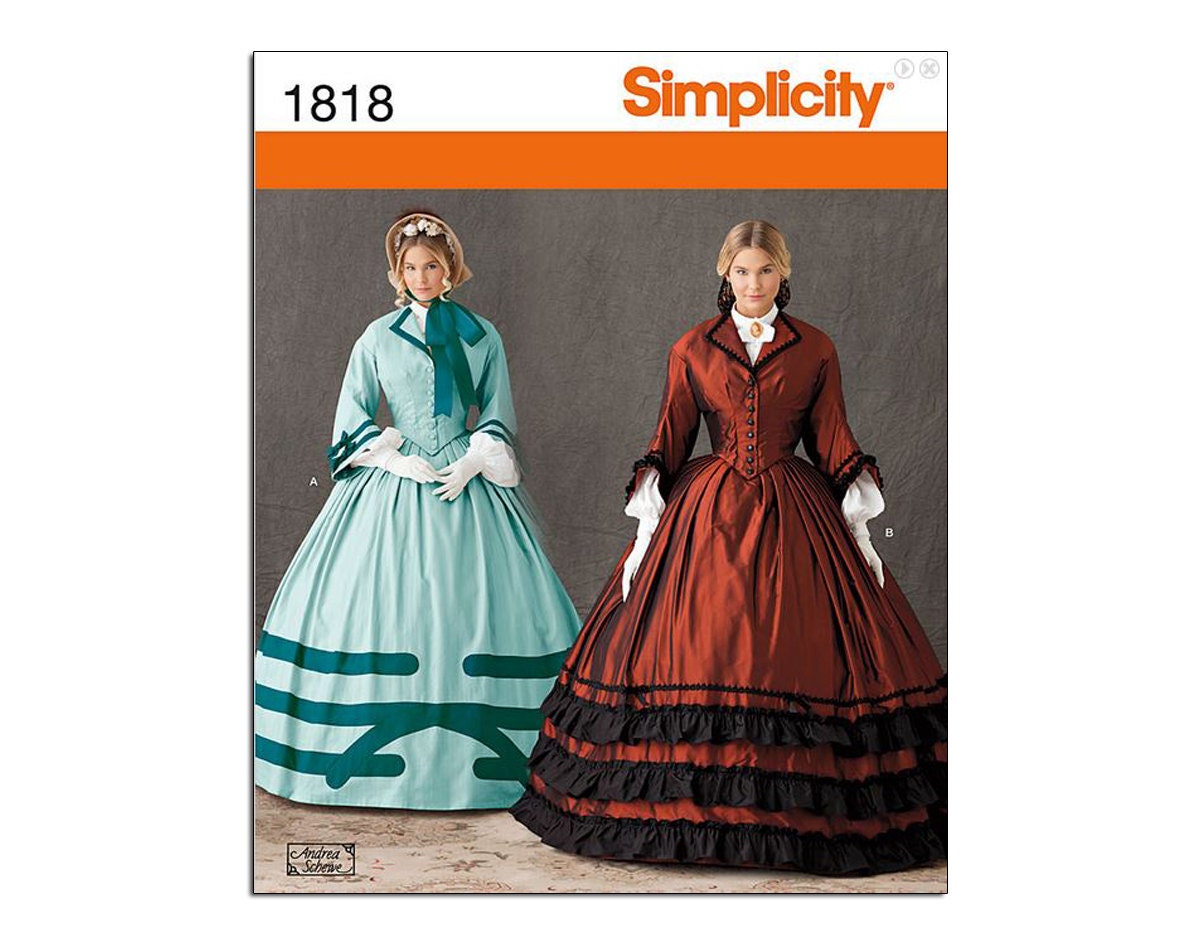 Andrea Schewe Victorian/Civil War Mary Todd Lincoln Travel Promenade Dress Pattern: Simplicity 1818