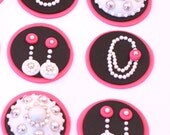 Jewelry Theme Necklace Earring Brooch Fondant Cupcake Toppers