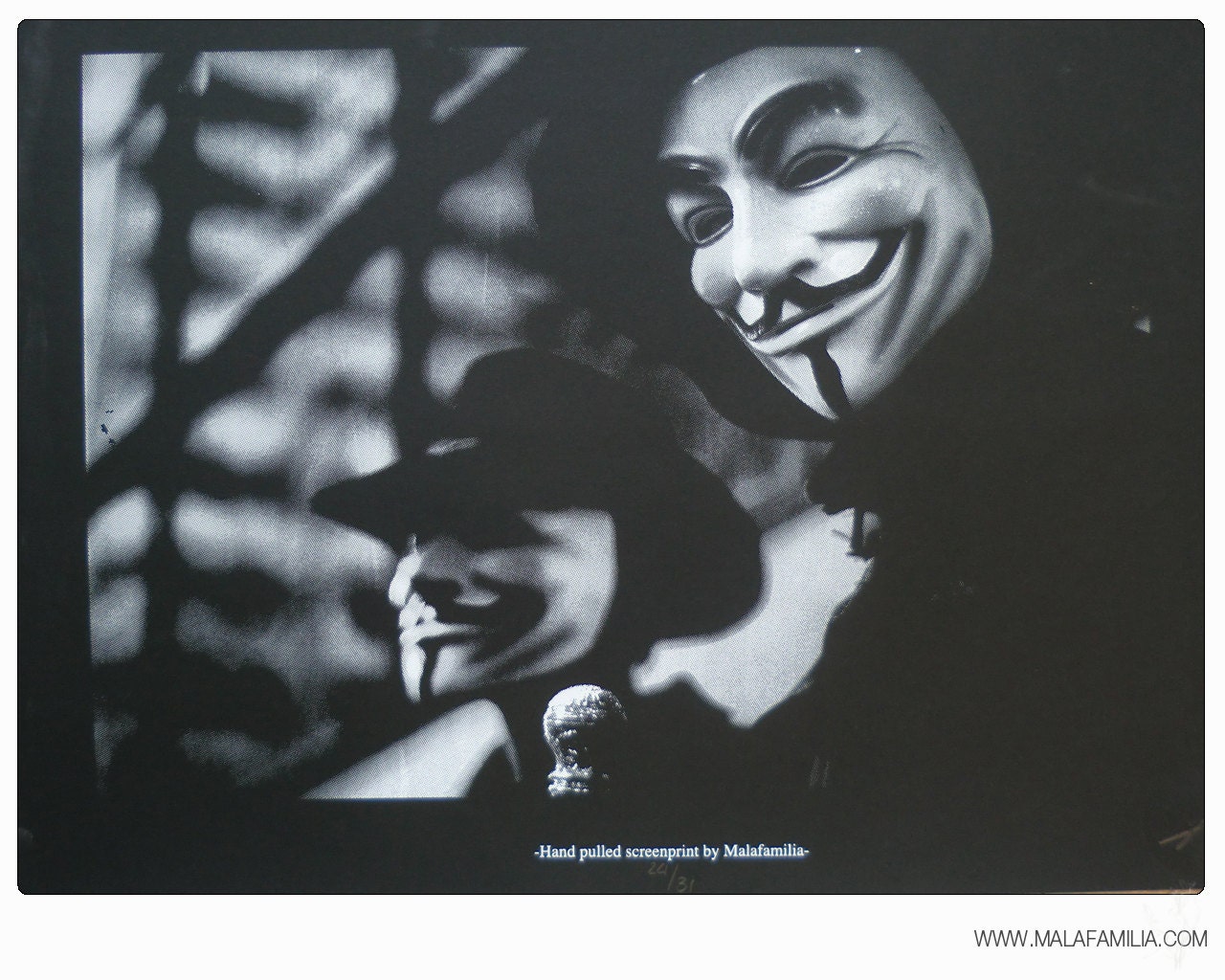 V Vendetta Street art limited edition hand-made silkscreen-