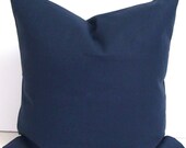 Navy Blue Pillow.SOLID NAVY.20x20 inch Decorator Lumbar Pillow Cover.Printed Fabric Front and Back.Cushion.cm