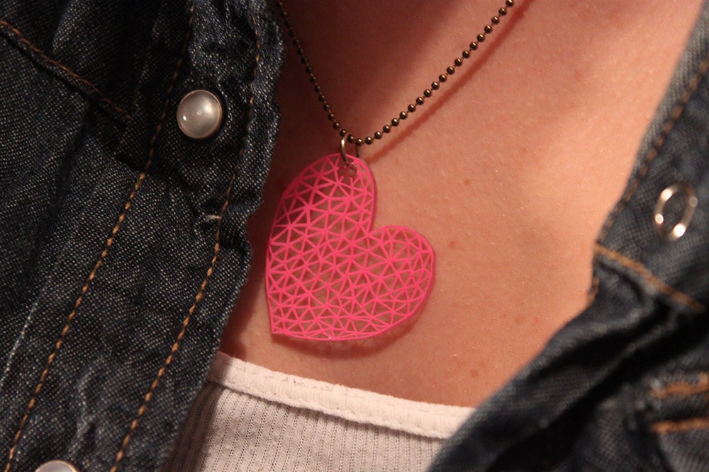 Crystalline Transparent Pink Heart Necklace