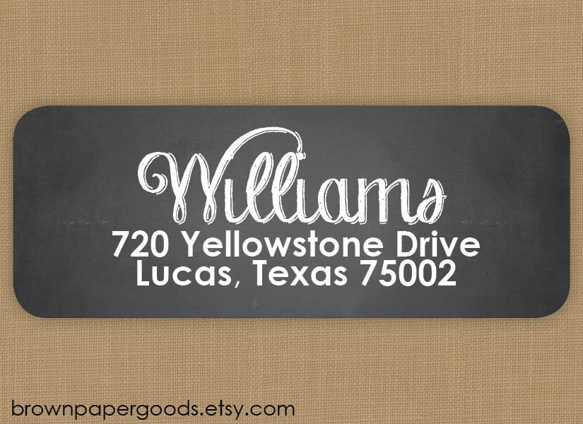 Custom return address labels, self-adhesive, rectangle, Chalkboard Label. Chalkboard return address label