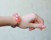 Watermelon, peach pink stretch bracelet - Casual jewelry - Trendy rope bracelet - Modern bracelet - Glam style everyday jewelry