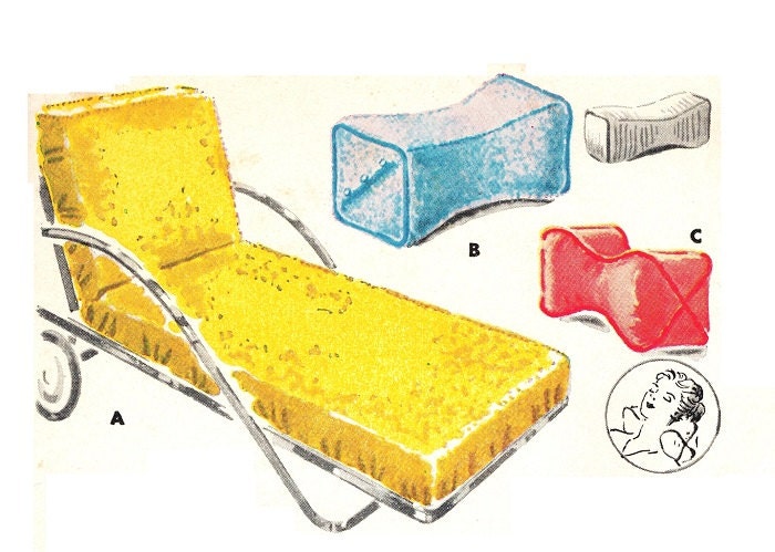McCall's 1938 UNCUT Vintage 50s Atomic Ranch Household Accessories - Chaise Cover, Contour Neck Pillow, Contour Sheets, etc. Sewing Pattern