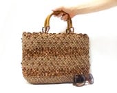 Free Shipping- Crochet bag- Handmade bag- Crochet purse- Handmade purse- Brown crochet bag-striped bag- Flowering bag- Spring bag
