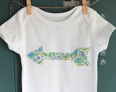 Blue & Green Floral Arrow Applique Onesie