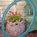 OVAL VINTAGE FRAME - Filigree Floral Painted Turquoise Blue Large