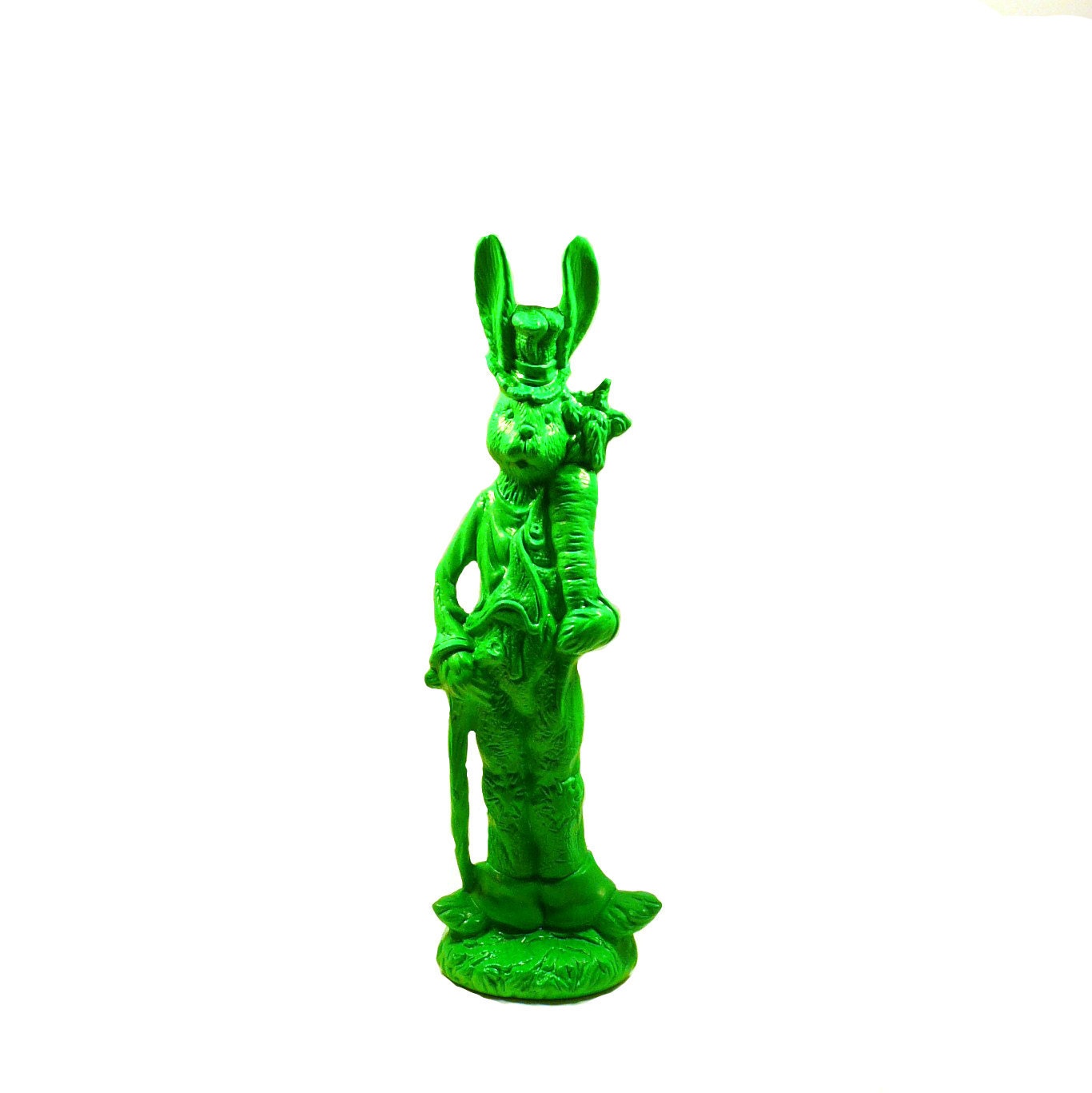neon green easter bunny, rabbit, figurine, rabbits, woodland, neon decor, spring