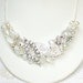 Romantic Bridal Statement Necklace- Rhinestones & Pearl- Vintage Inspired Bib Necklace-Pearl Wedding accessories- Floral