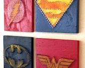 Justice League String Art - Wall Hangings (Set of Four)