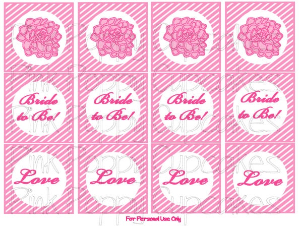Printable DIY Pink Flower Bridal Shower Cupcake Toppers Il_170x135