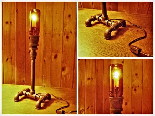Bedside Table  Lamp. Beer Bottle, Plumbing Pipe & Fittings. Night Light. Accent Light.