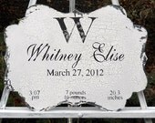 Personalized Baby Announcement Sign Vintage Antique Shabby Chic Style, Photo Prop, Wall Decor