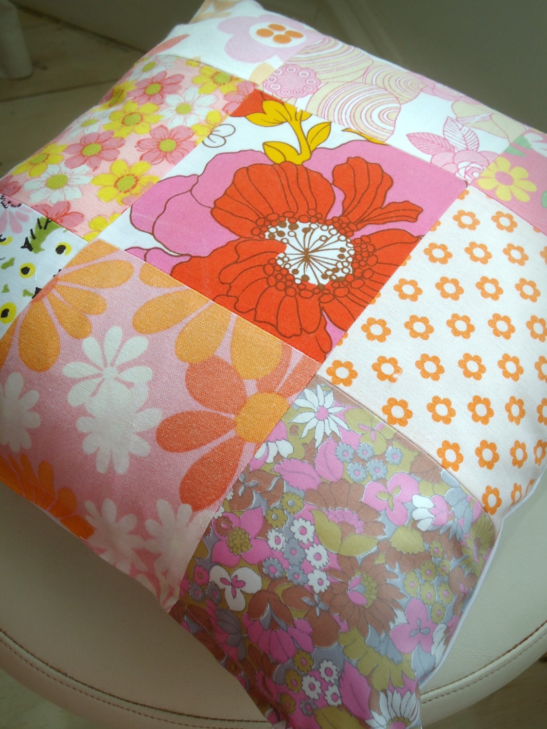 patchwork pretty cushion cover in pinks