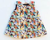 ON Sale - Peace Flower and Busy Bees - Toddler Girl Dress - Girls Clothing - Floral Dress - infant Dress - Jumper Pattern - 3 M to  4T