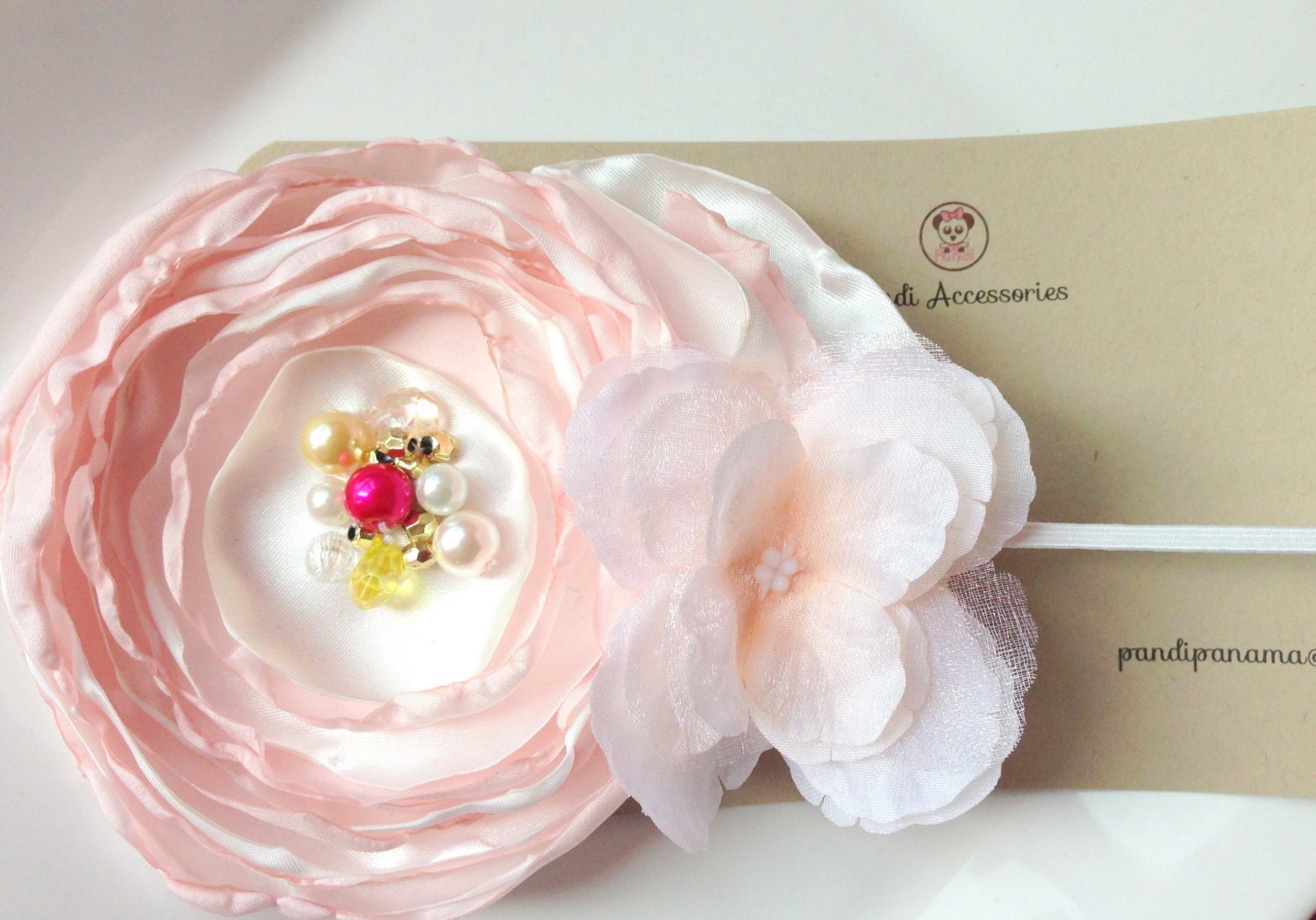 Baby Headbands, Pink Flower Headband, Satin Headbands, Newborn Headbands, Shabby Chic, Infant Girl Headbands, Baby Girl Hair Accessories