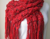 pomegranate RED scarf Cable knit - Knitting long scarf -cowl- neck warmer-Winter scarf  using red brown variegated yarn - warm - chunky