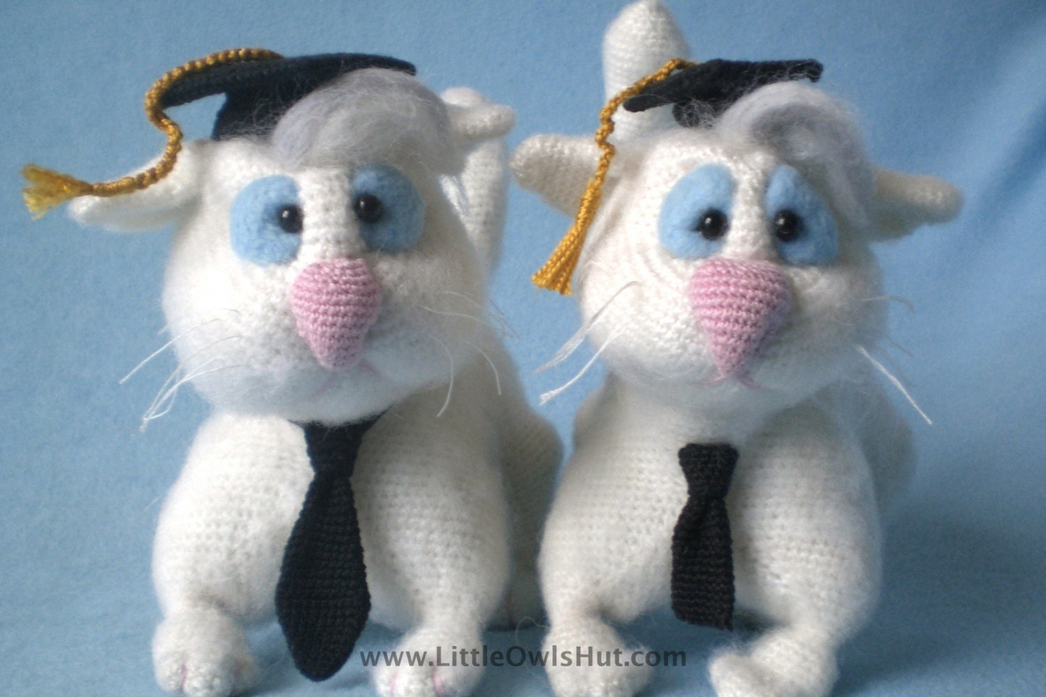 Clever Cat with hat and tie. Amigurumi toy with wire frame Crochet Pattern PDF file (instant download) by Astashova