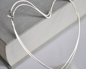 Large Heart Hoop Earrings. Sterling Silver Fancy Hoops - Love Elegant Earrings - Handmade Jewelry by Nadin