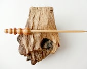 Hand-crafted Inlaid Wood Shawl Pin. Scarf Pin for Knit and Crochet Accessories.
