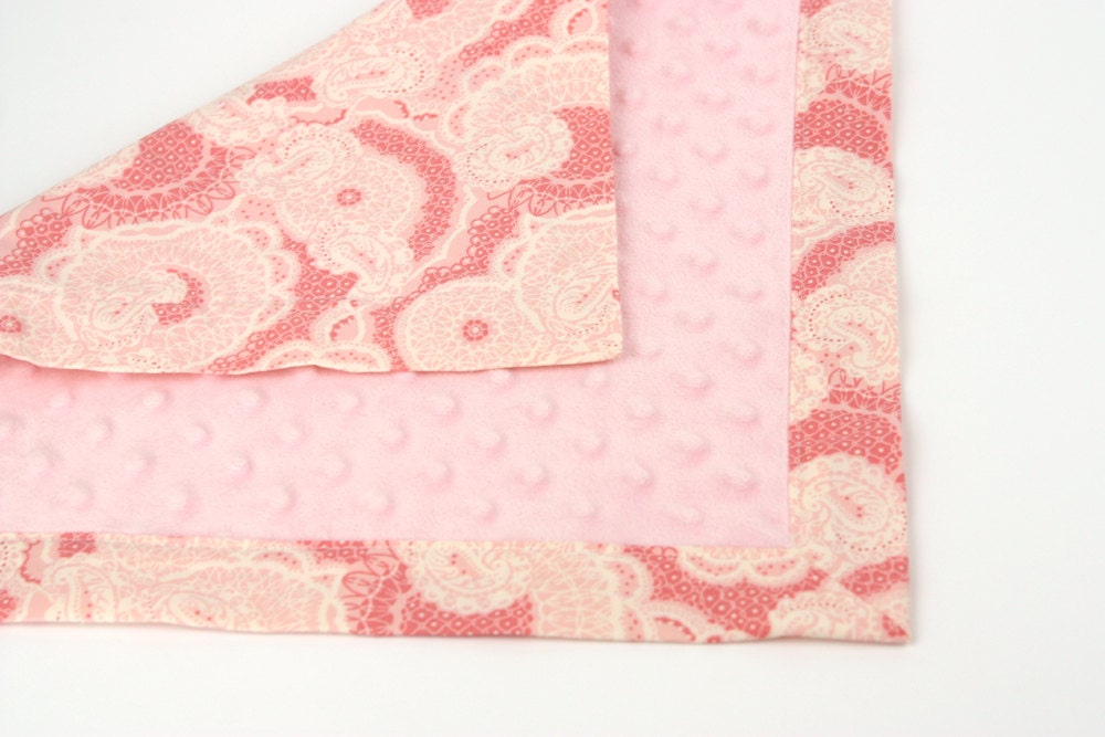 Minky Lovey - Pink Paisley and Light Pink Minky