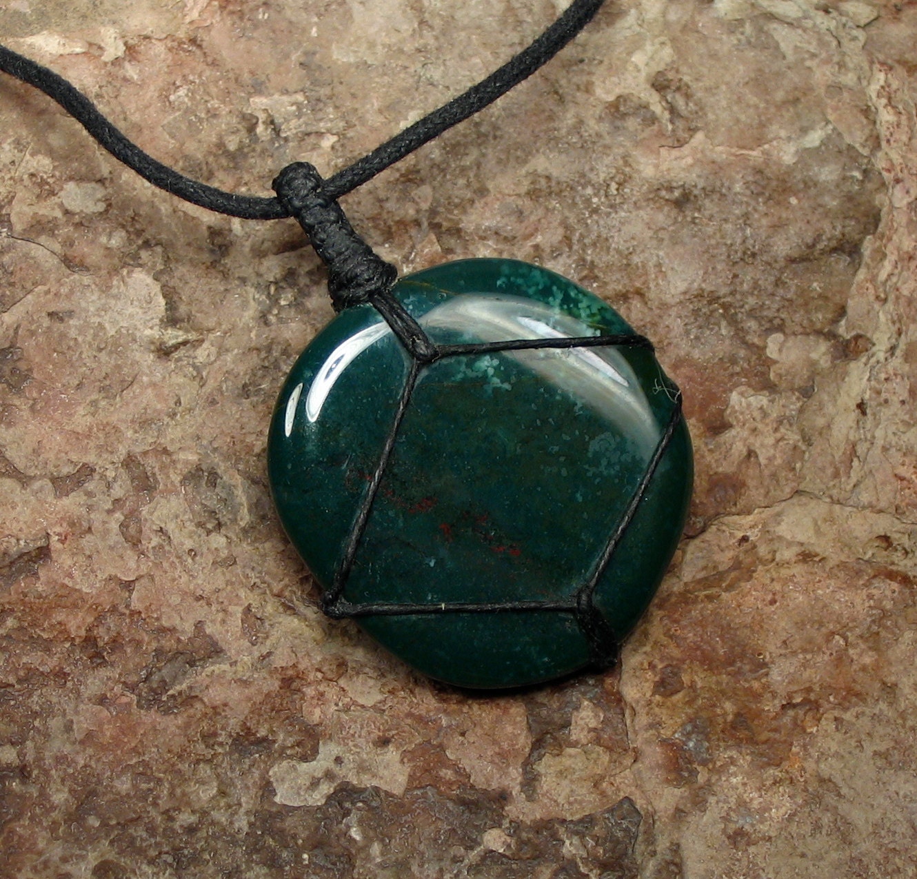 Bloodstone Pendant - March Birthstone - Protection/Strength - Heart & Root Chakra