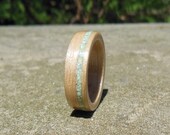 White Birch Bentwood Ring with Turquoise Inlay , Custom Wood Ring
