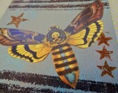 OOAK Art Collage and Ink Card with Death's Head Moth