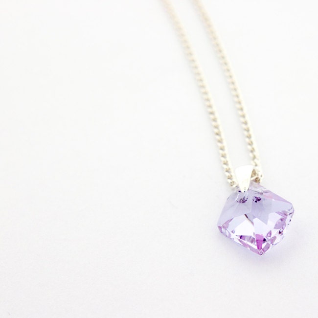 Violet Crystal Necklace Made With SWAROVSKI ELEMENTS: Cosmic Crystal Pendant On Sterling Silver Chain